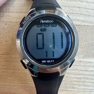 Armitron ladies all sport digital black and silver tone watch NEW BATTERY